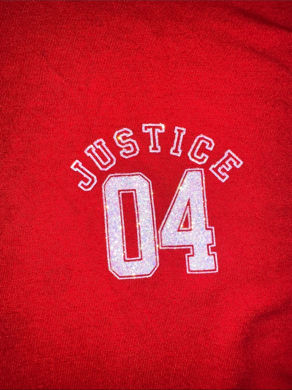 Justice Red Ringer Tee with Black & White Trim and '04 Chest Detail - Picture 4 of 8